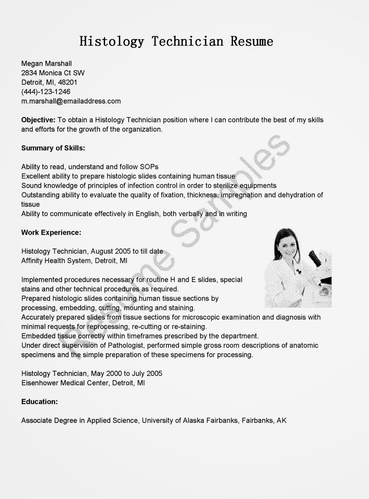 Biotechnology lab technician resume